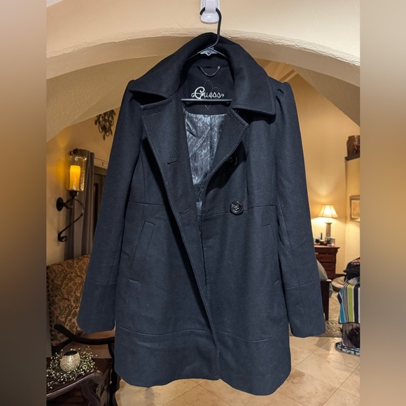 Guess Women's Black Charcoal Double-Breasted Pea Coat - Picture 5 of 5